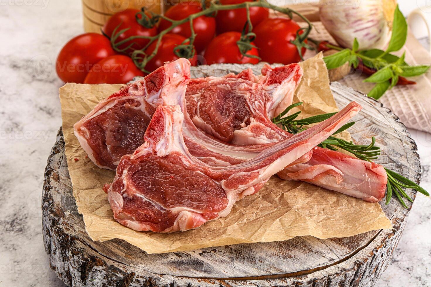 Raw Rack of Lamb for cooking photo