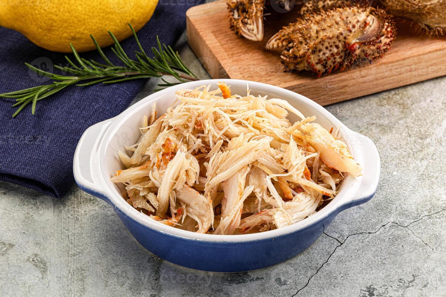 Wild natural crab meat for salad photo