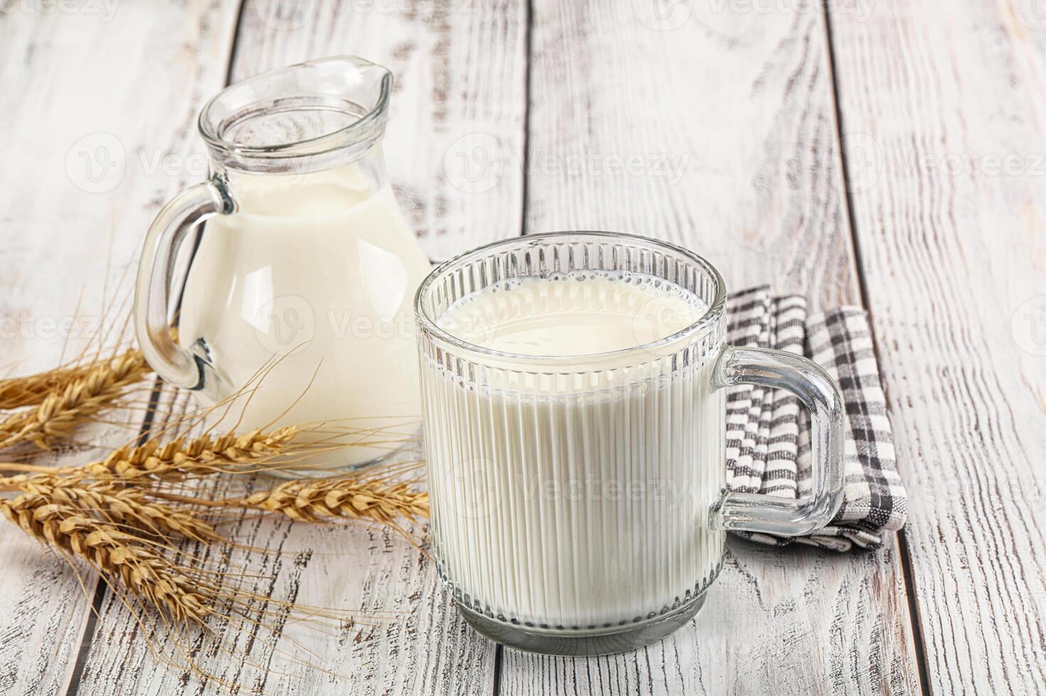 Organic milk in the glass photo
