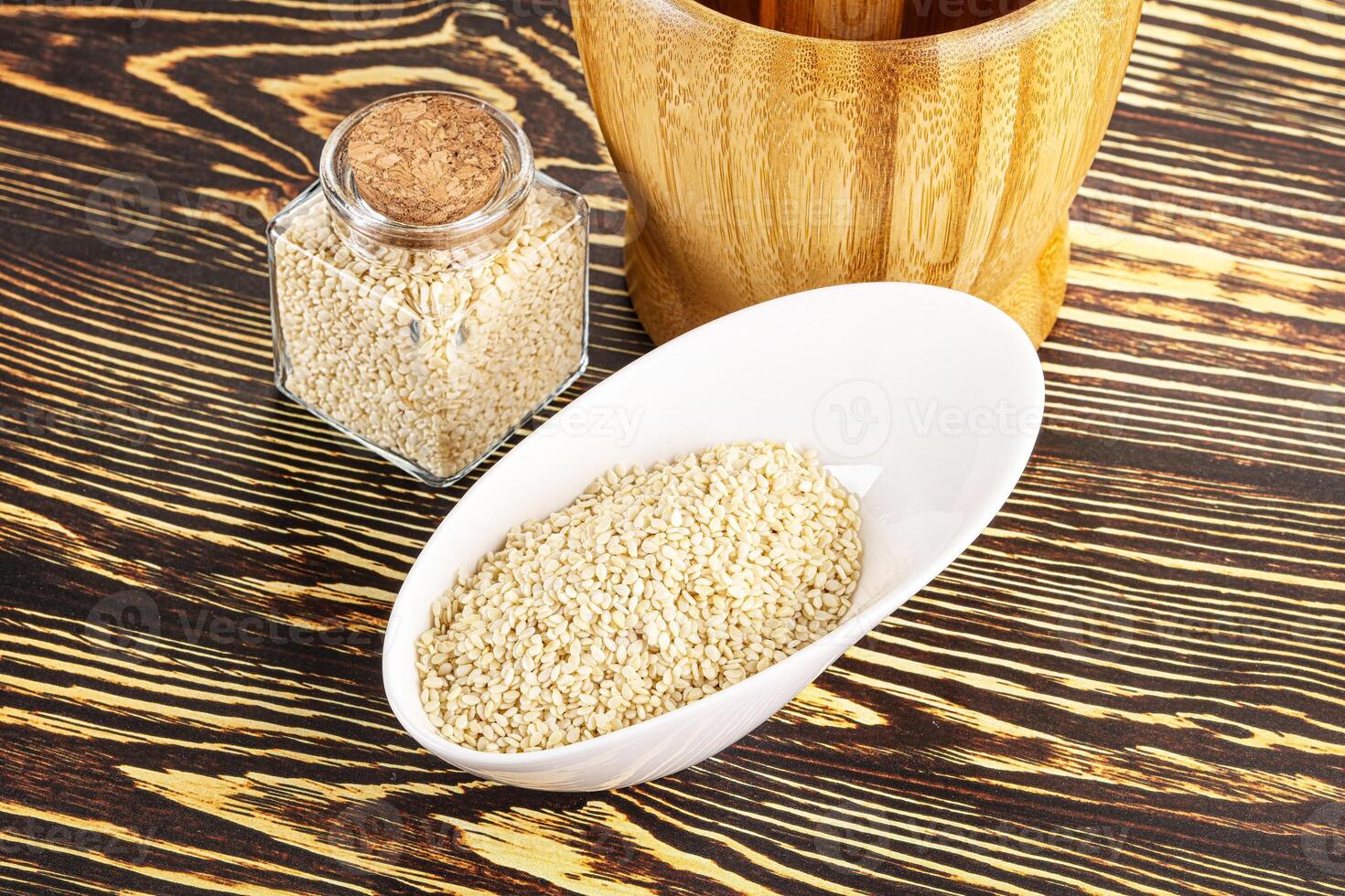 Sesame seeds heap in the bowl photo