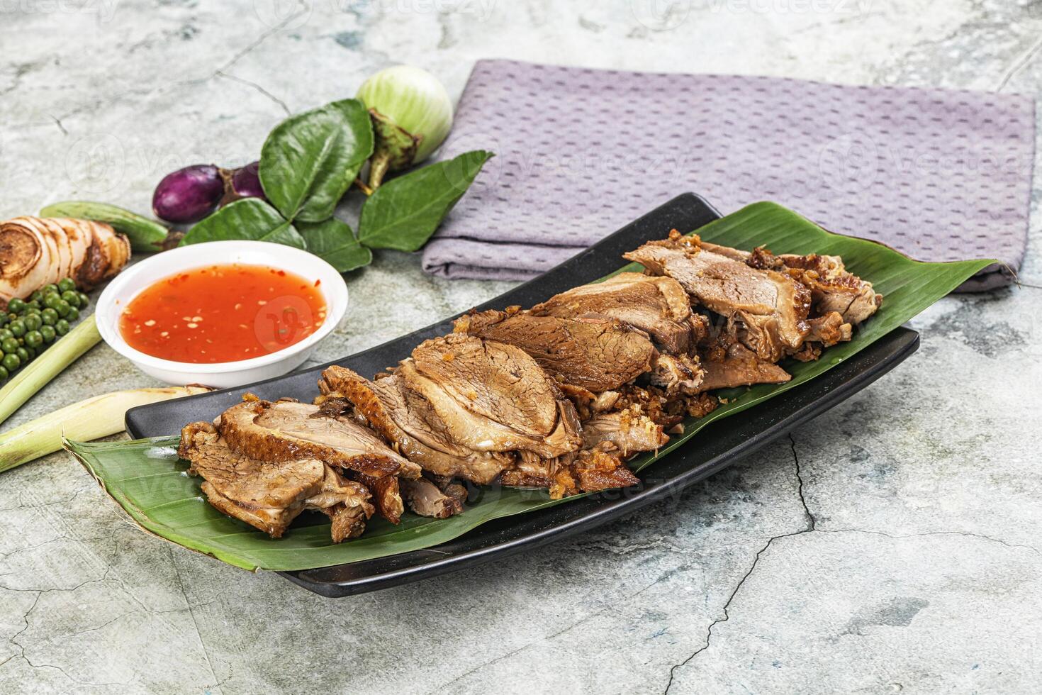 Asian cuisine Baked duck breast photo
