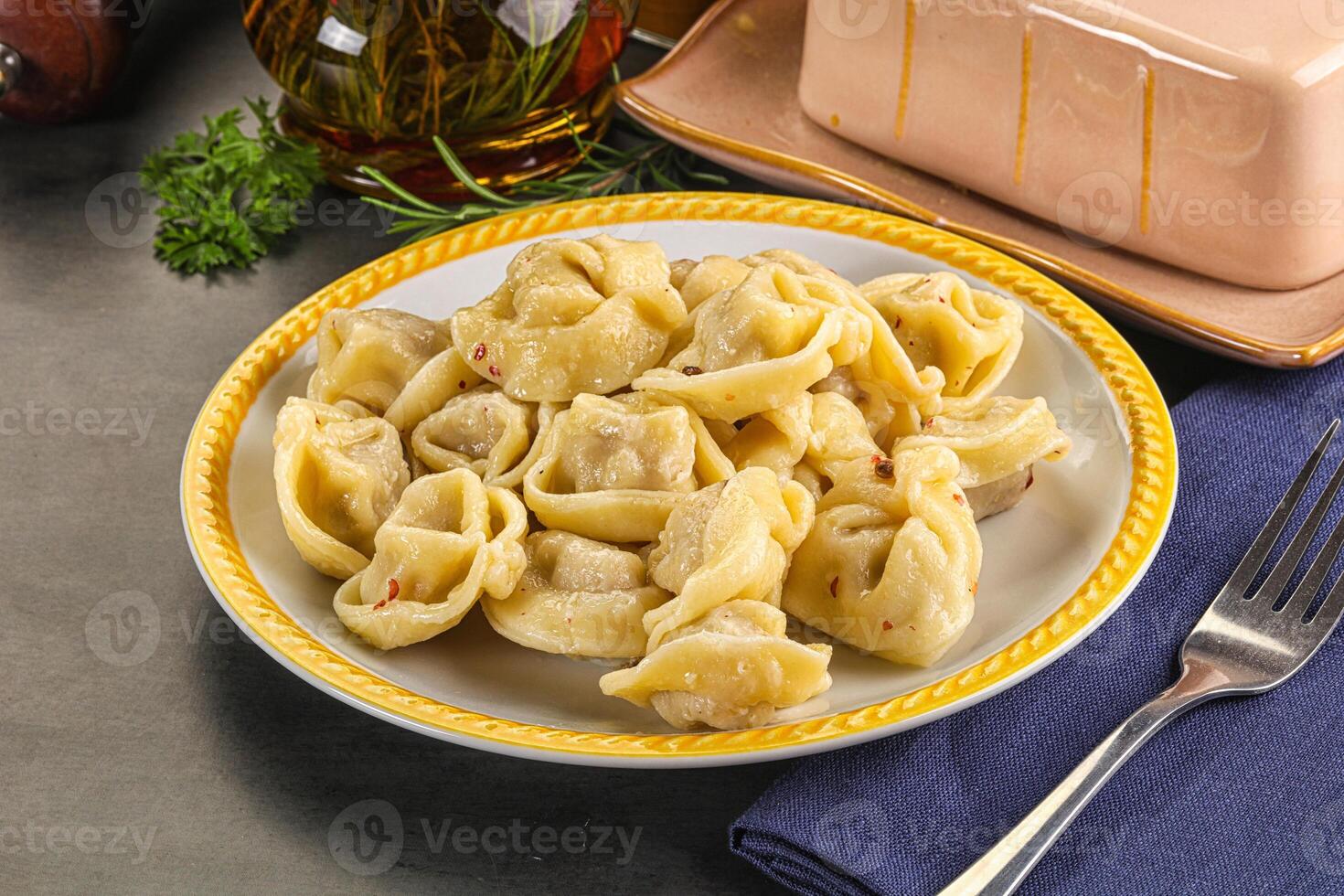 Russian homemade dumplings with meat photo