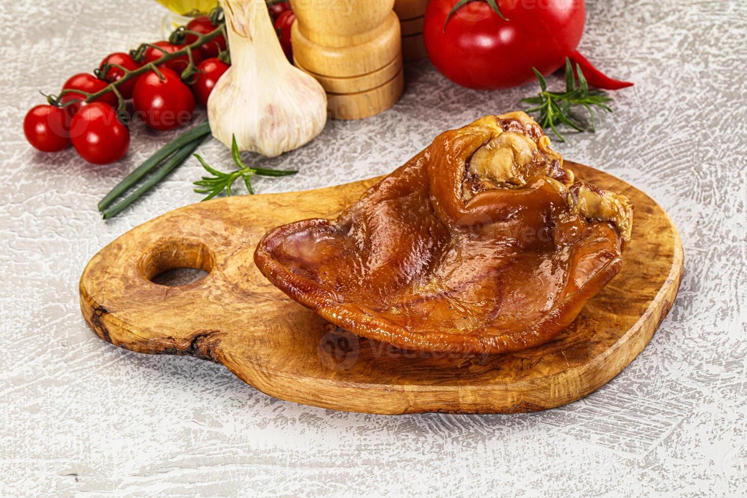 Smoked pork ear snack appetizer photo