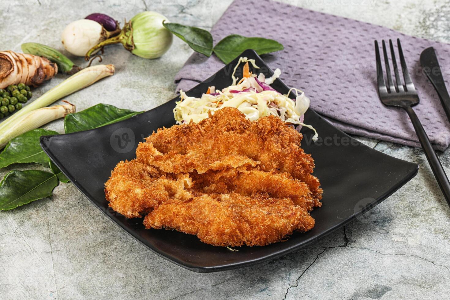 Tonkatsu fried cutlet with cabbage photo
