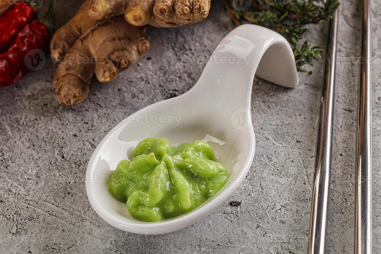 Green organic asian Wasabi seasoning photo