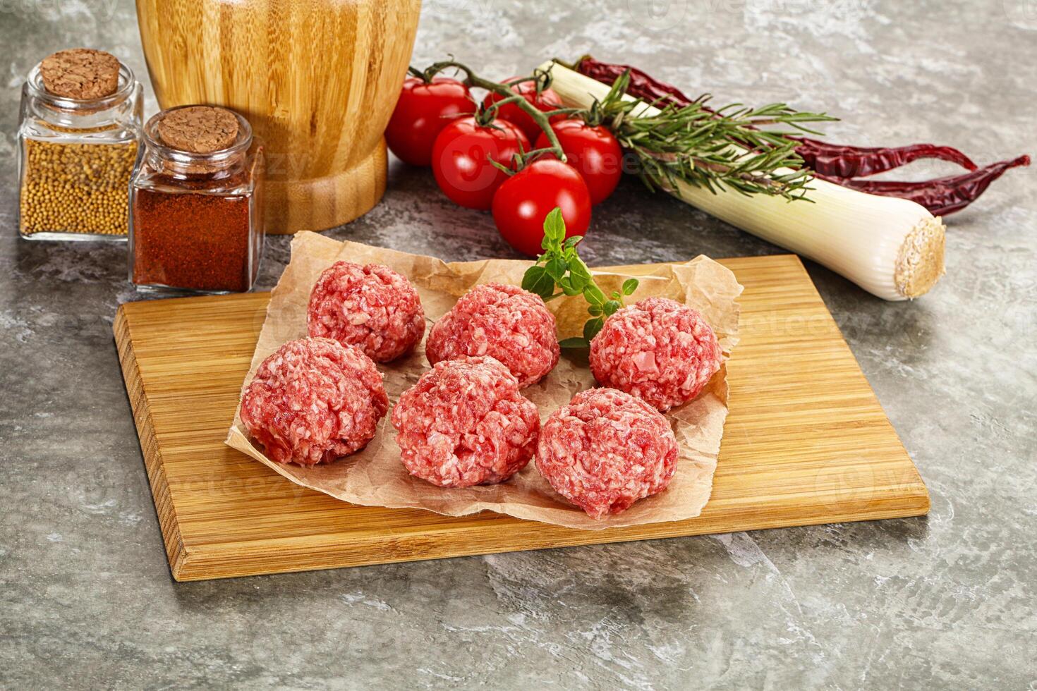 Raw beef meatball minced meat photo