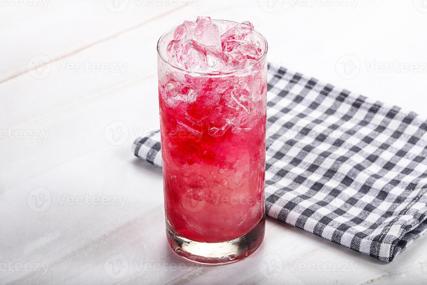 Cold strawberry cocktail with ice photo