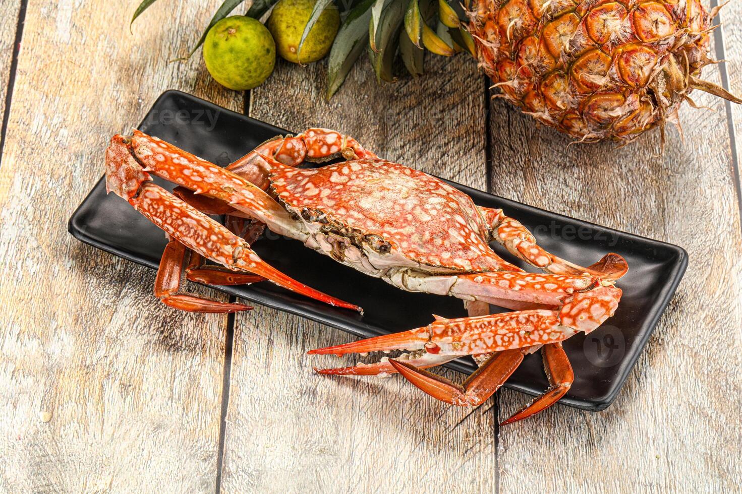 Seafood cuisine -delicous steamed crabs photo