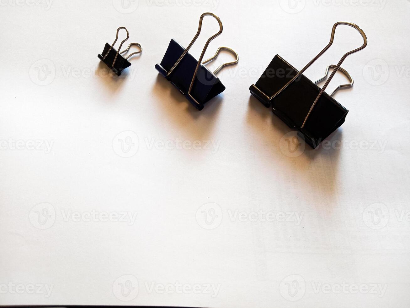 Close up photo Binder Paper Clips Isolated White Background
