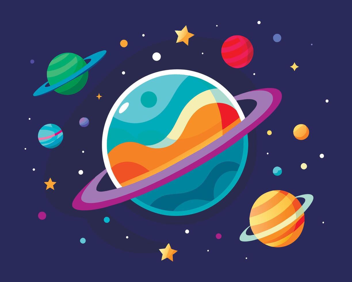 An illustration of the planets and planets in space vector