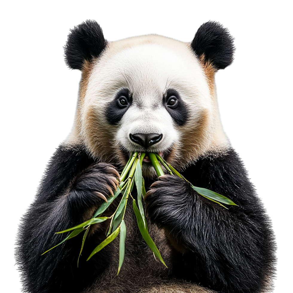 Panda bear eating bamboo png