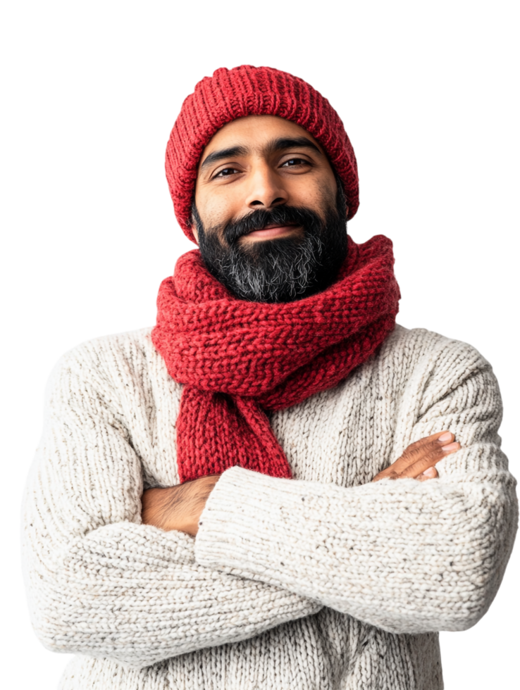A man with a beard and a red hat png