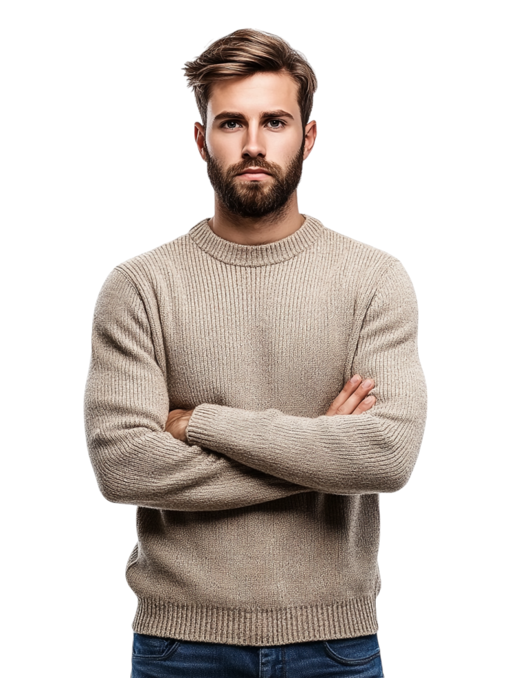 A man in a sweater standing with his arms crossed png