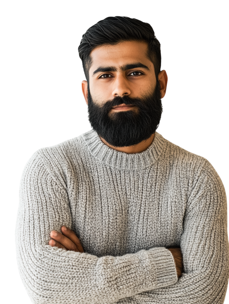 A man with a beard and sweater png