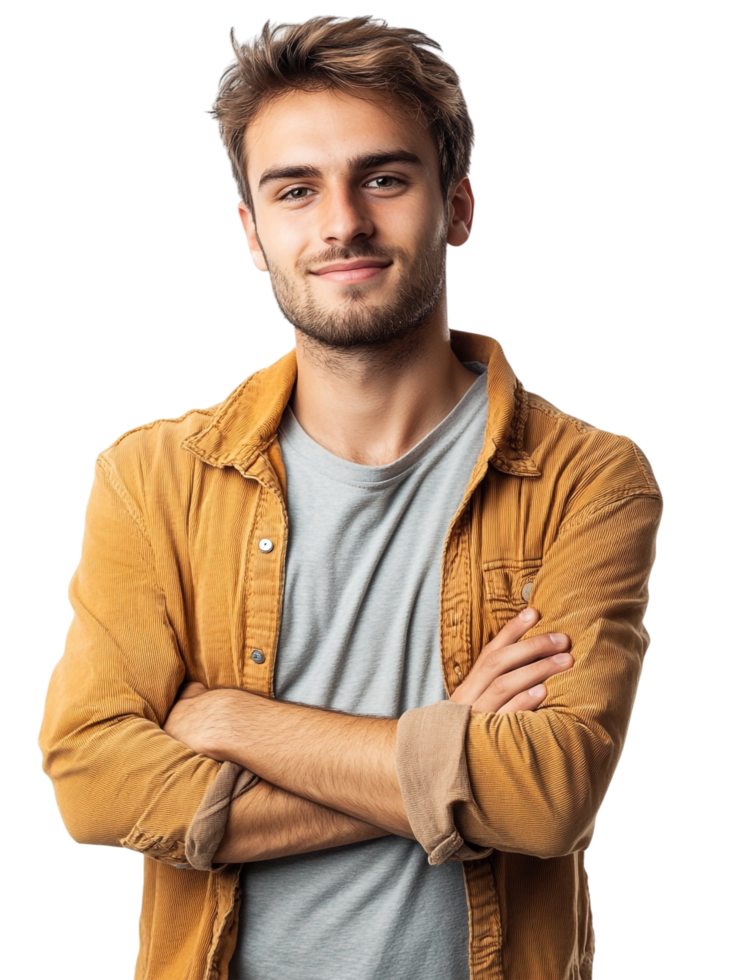 Portrait of a young man with his arms crossed png