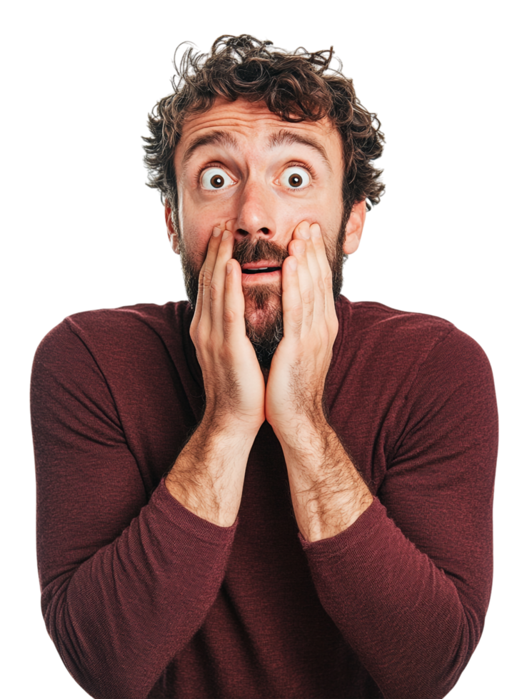 A man with his hands on his face png