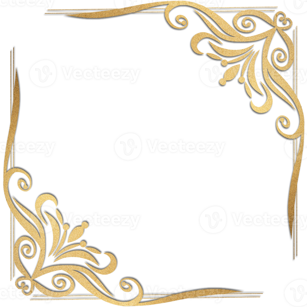 Golden frame on Transparent background png