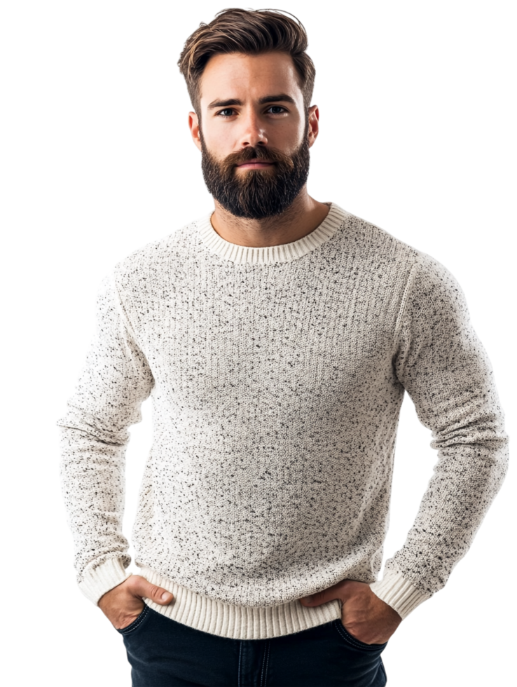 A man with a beard and a sweater png