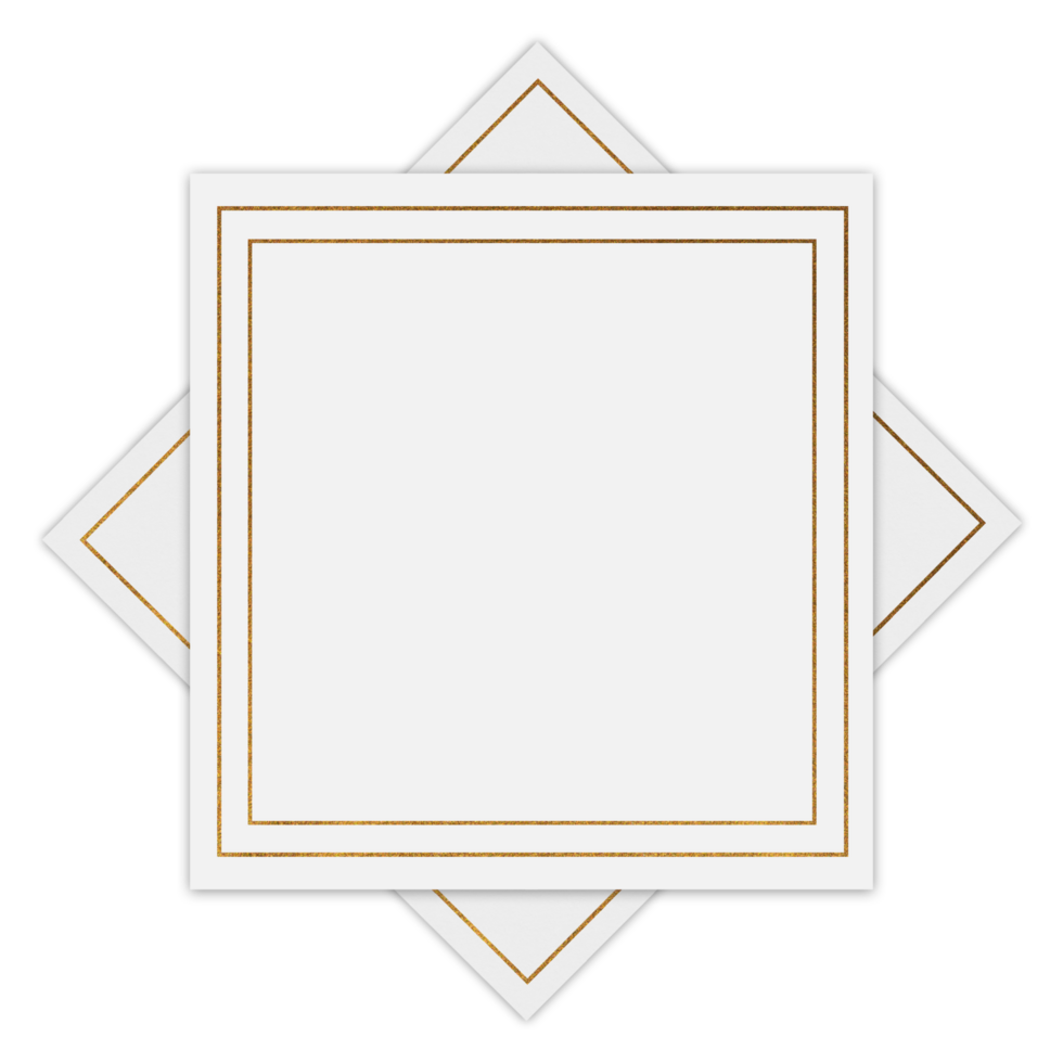 Square frame with gold border on Transparent background png