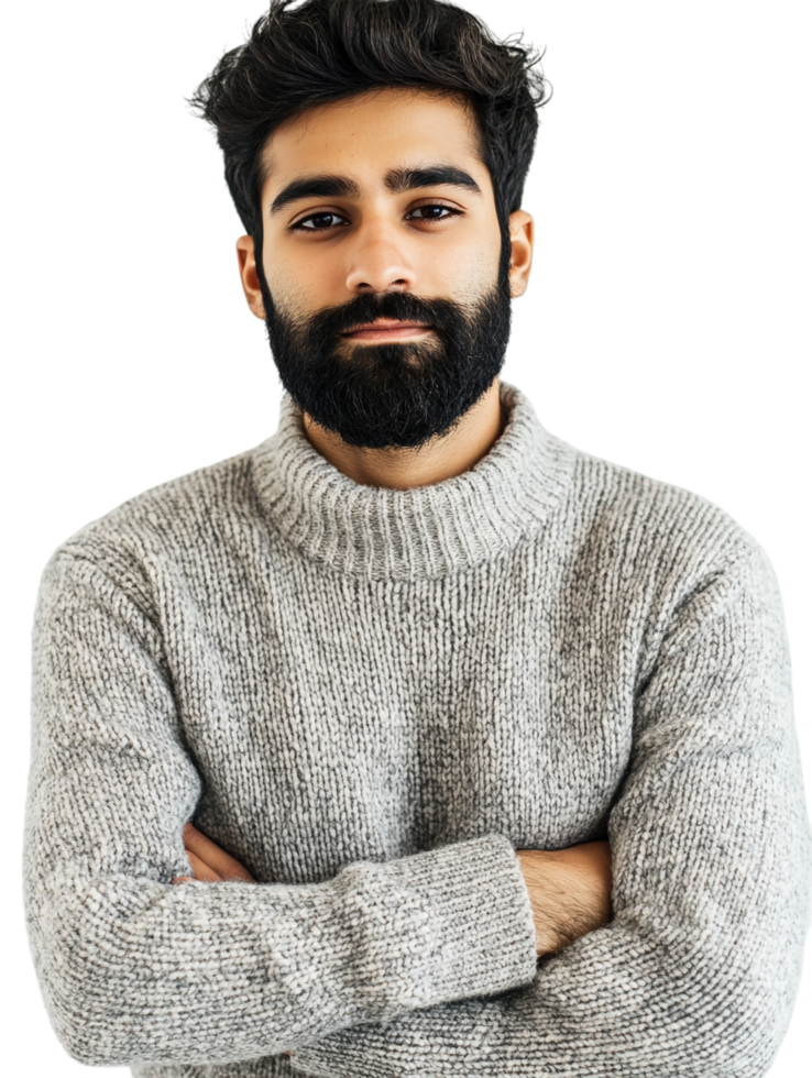 A man with a beard and sweater png