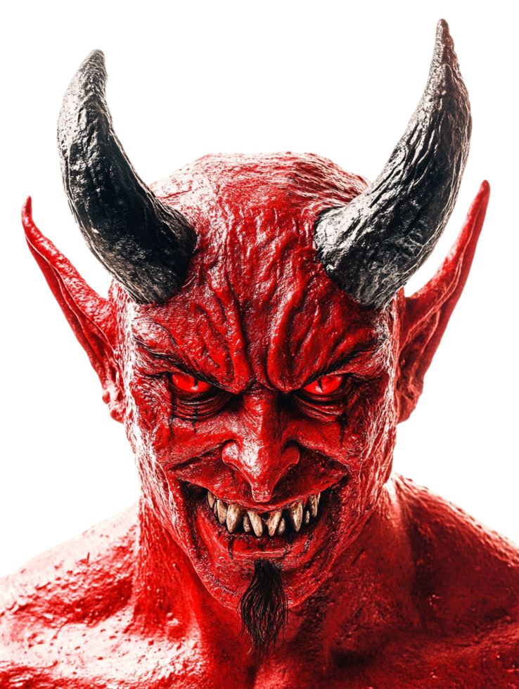 A devil with horns and a red face png