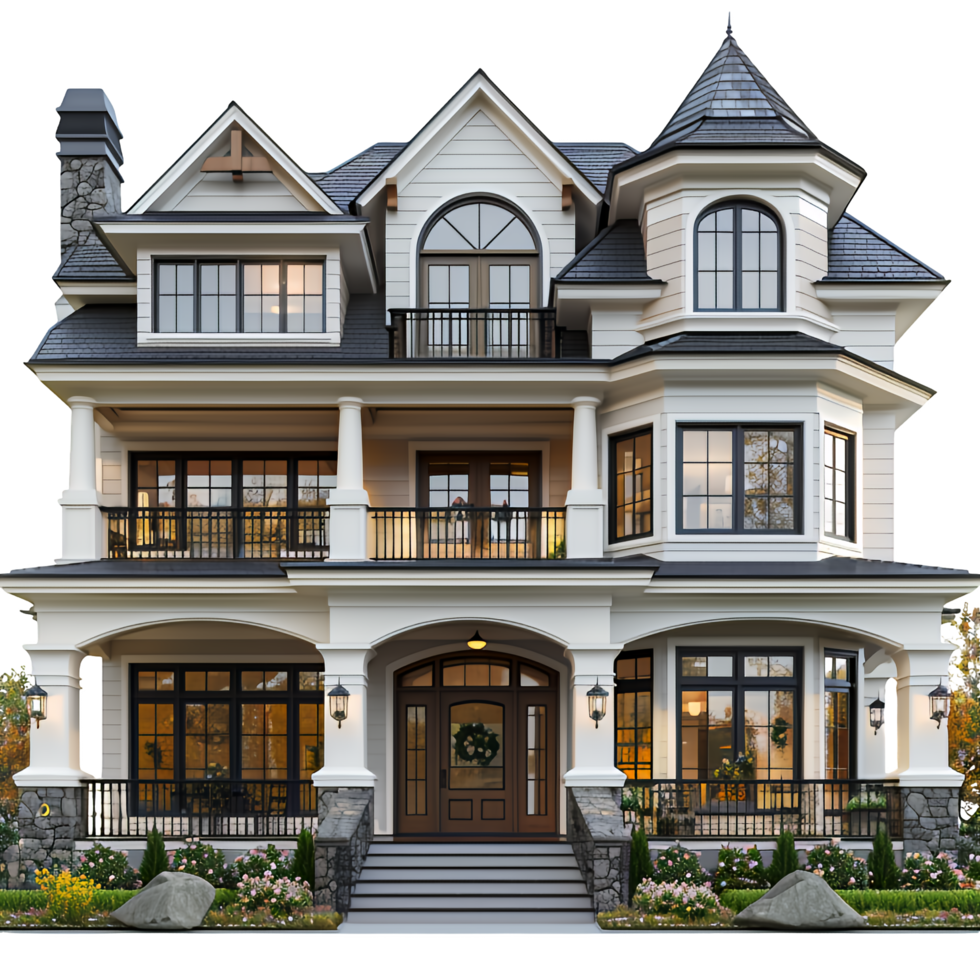A large white house with a large porch png