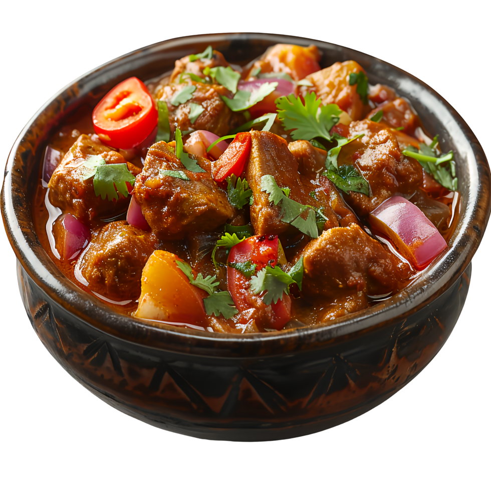 A bowl of stew with meat and vegetables png