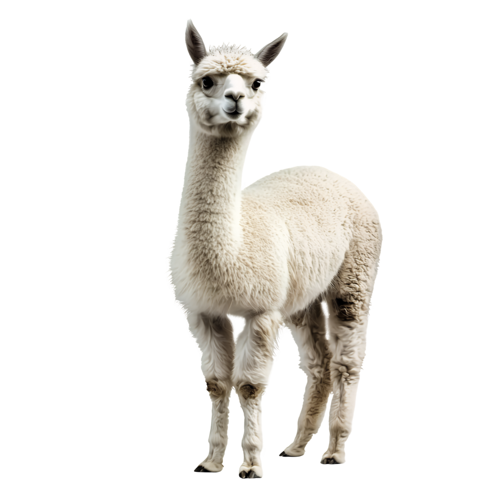 Full-Body Real Alpaca Cutout File for Background Removal png