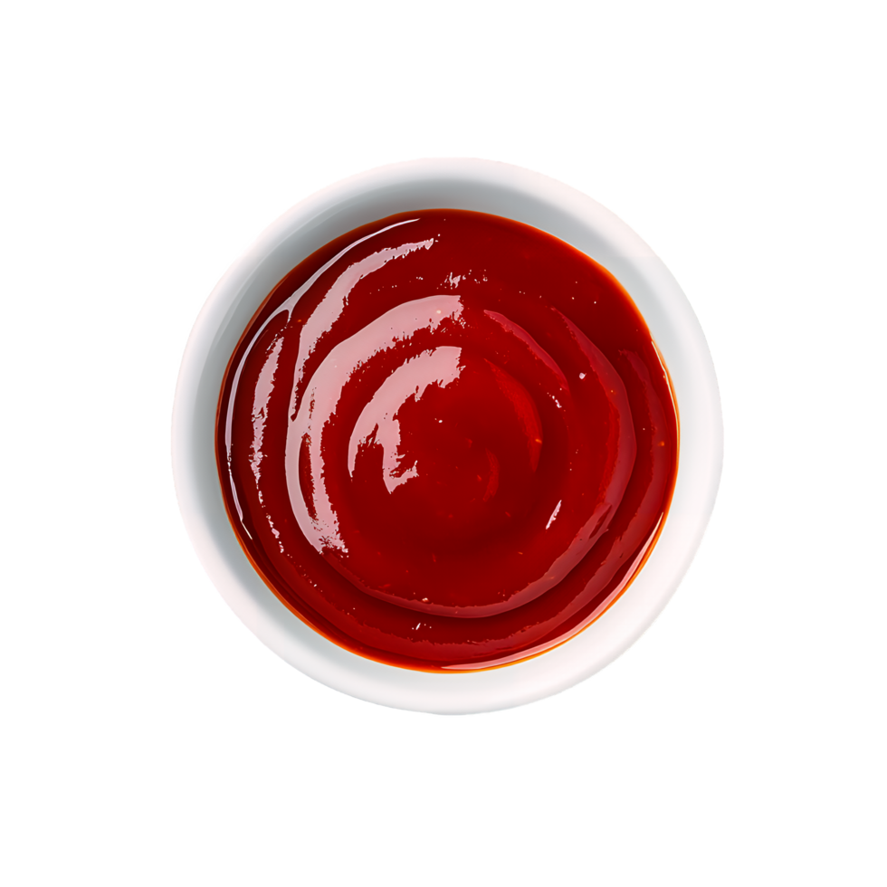 Ketchup in Bowl Flat Lay Isolated on Transparent Background png