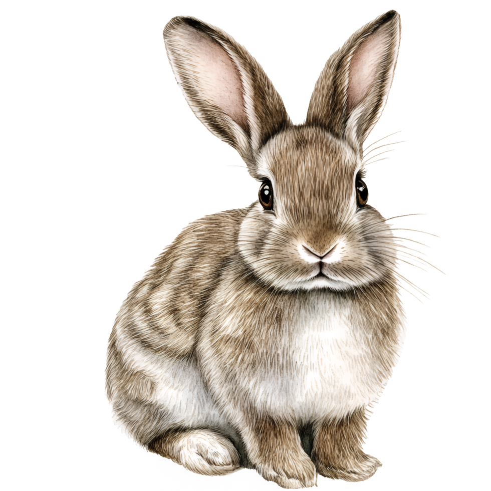 Watercolor Rabbit Illustration Without Shadows or Text png