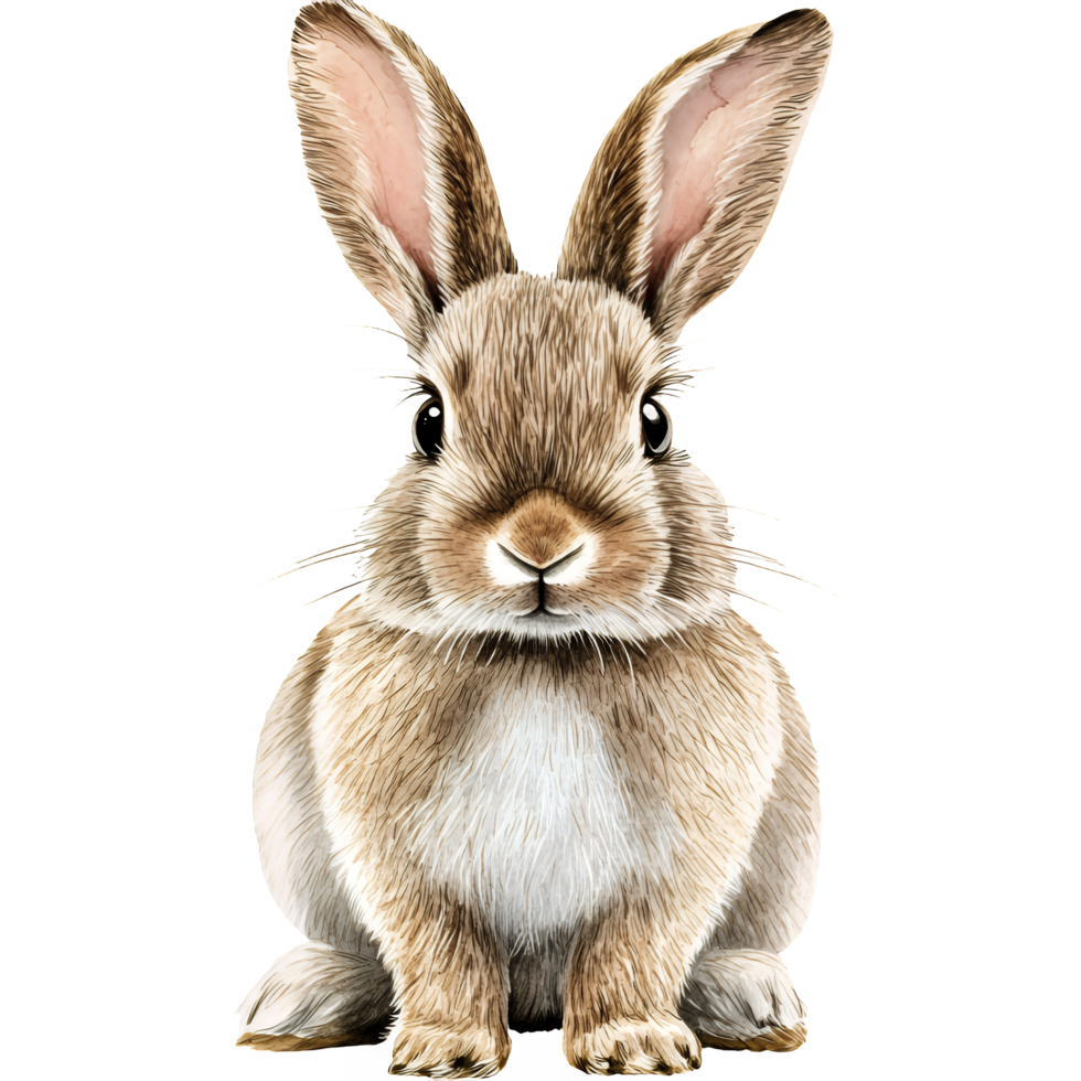Real Cute Rabbit Watercolor Clipart with Transparent Background png