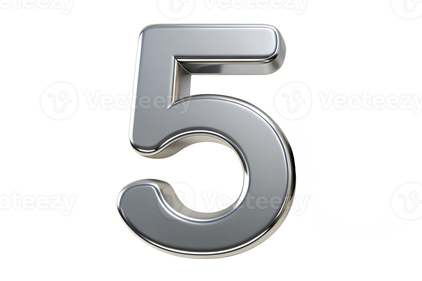 5 Number Digit 3d metallic Gold Silver metal Color Typography. Silver Golden Jubilee Celebration. png