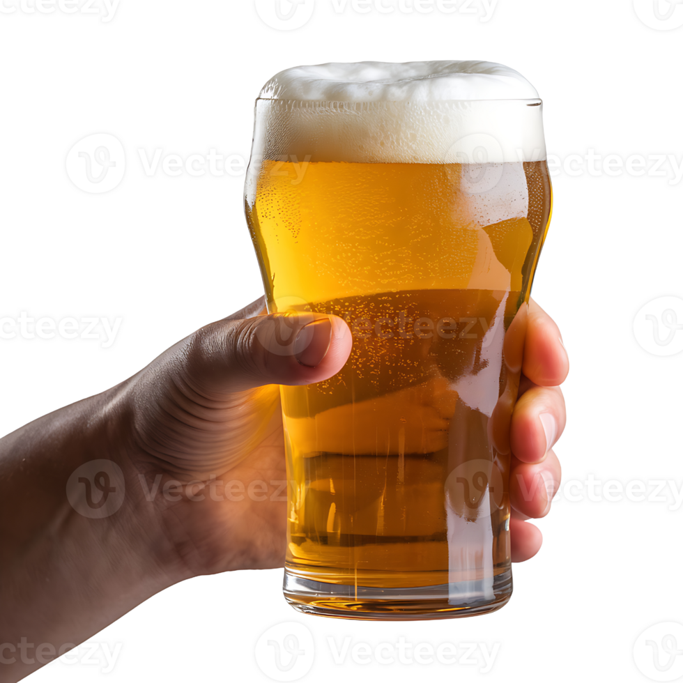 hand holding a glass of beer isolated on transparent background png