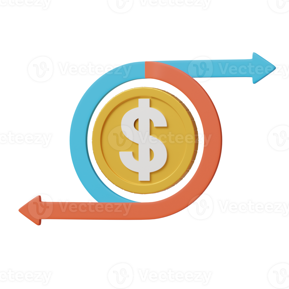 A dollar coin is shown in an arrow pointing up png