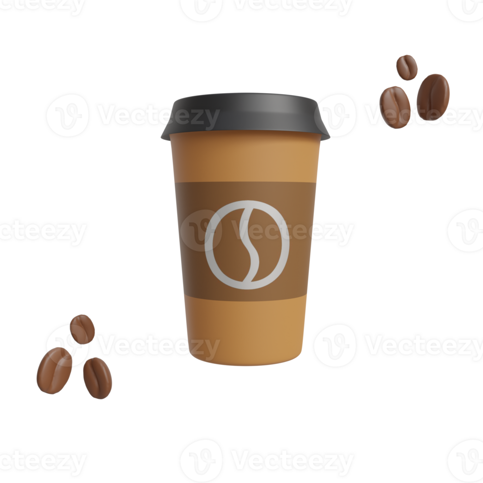 Coffee cup icon with beans and coffee beans png