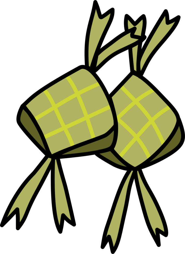 a cartoon of two green ketupat png