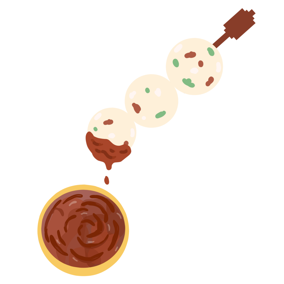 Cilok skrewer with dipping sauce png