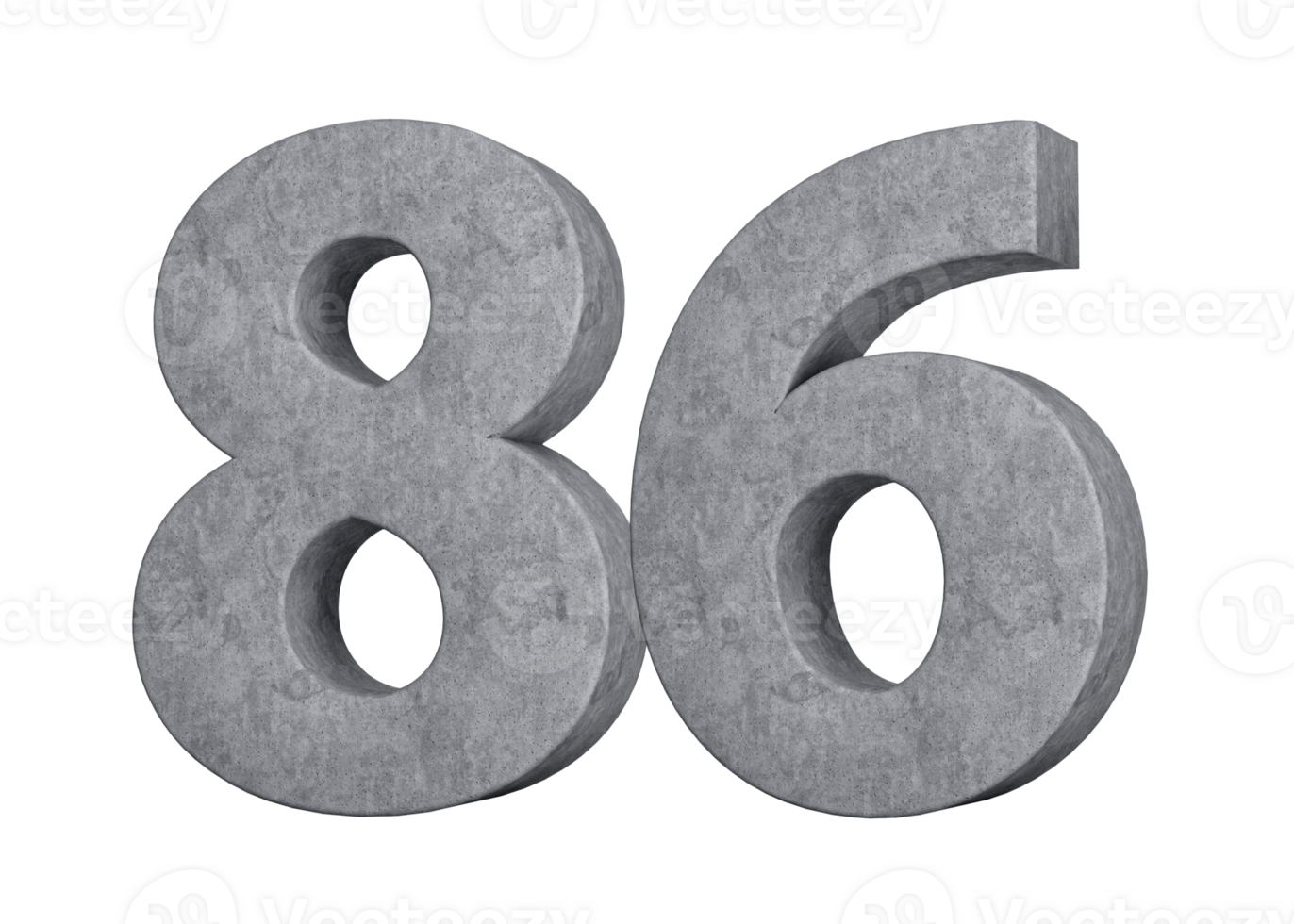 3d Concrete Number Eighty six 66 Digit Made Of Grey Concrete Stone 3d Illustration png