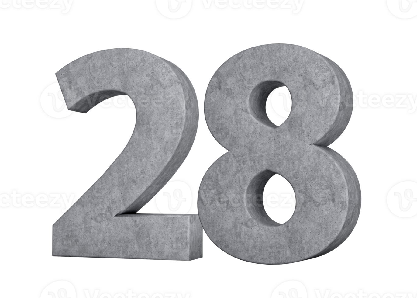 3d Concrete Number twenty eight 28 Digit Made Of Grey Concrete Stone 3d Illustration png
