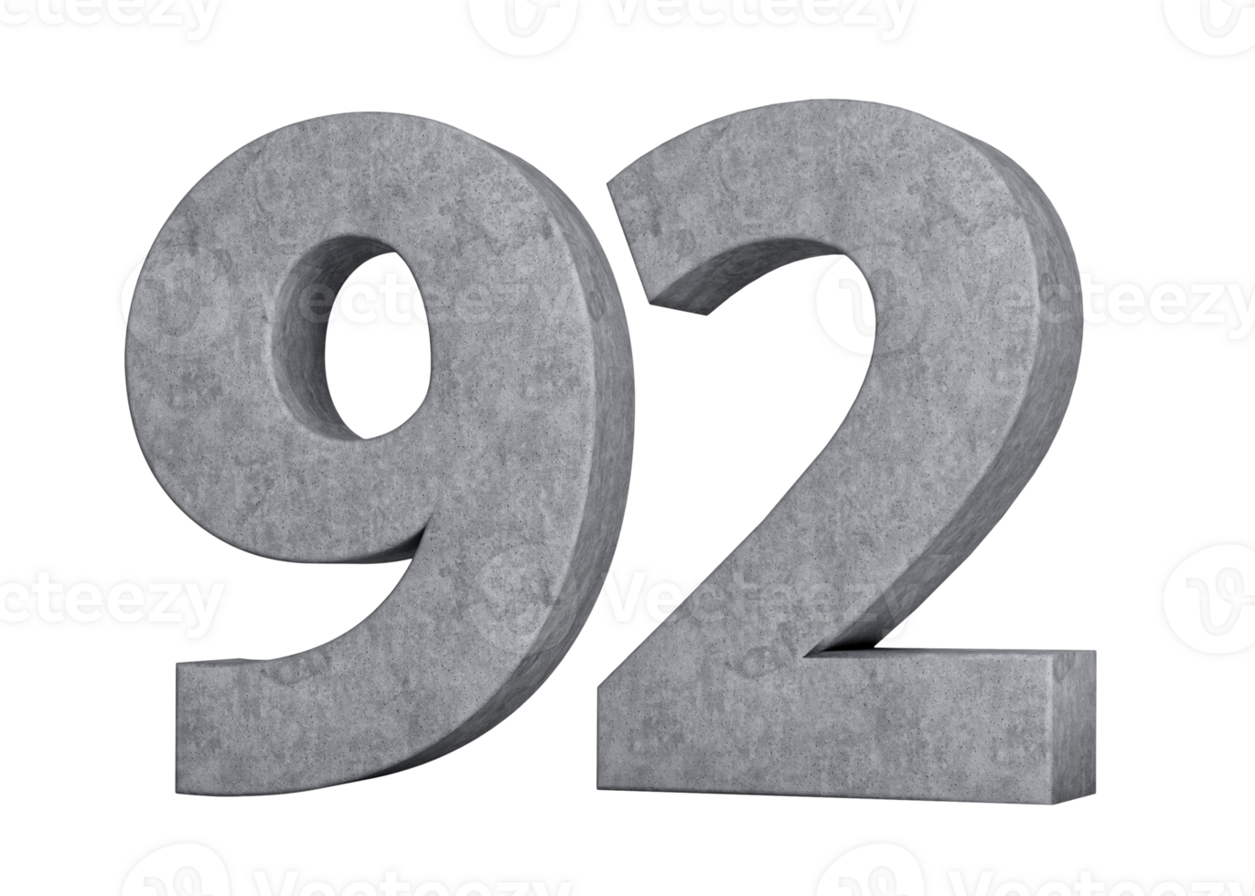 3d Concrete Number Ninety two 92 Digit Made Of Grey Concrete Stone 3d Illustration png
