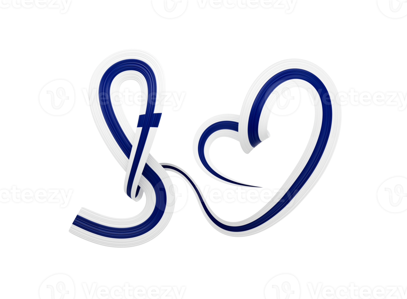 3d Flag Of Finland Heart Shape Shiny Wavy Awareness Ribbon Flag 3d Illustration png
