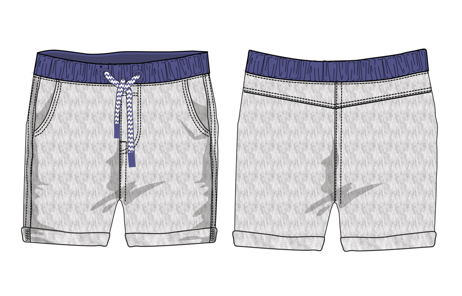 Sweat shorts pant front and back with pocket and blue color wristband png
