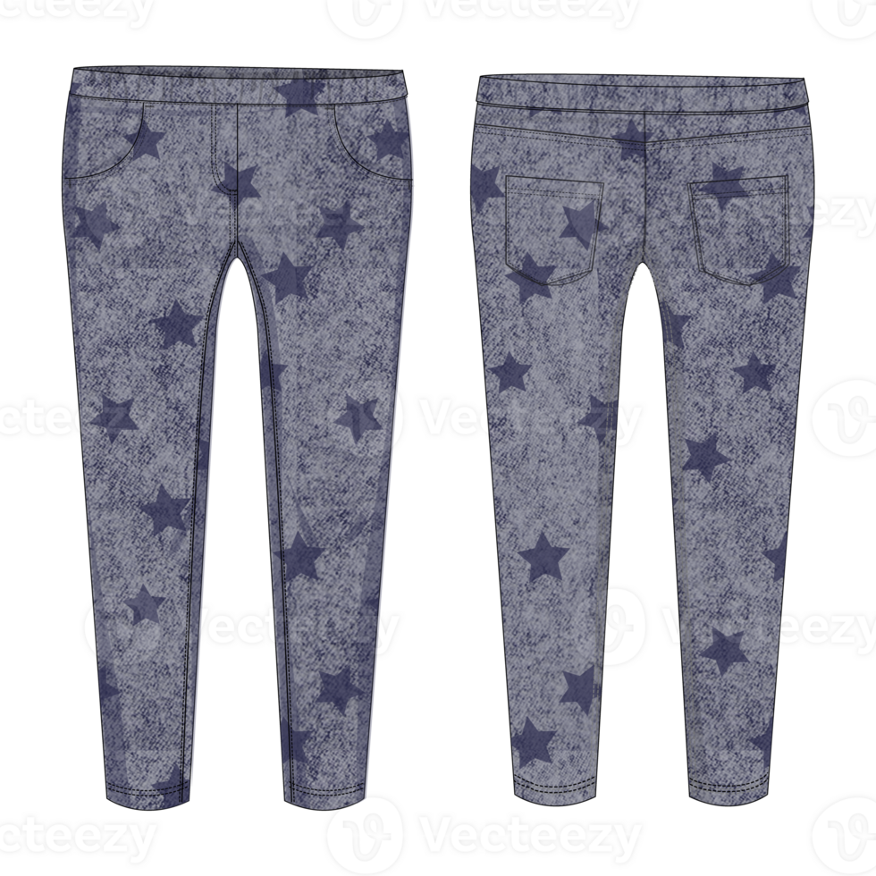 Sweatpants front and back with all over stars print png