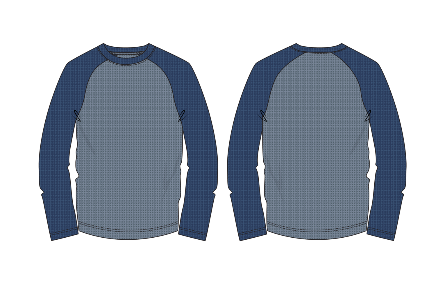 A pair of long sleeve shirts with blue sleeves png