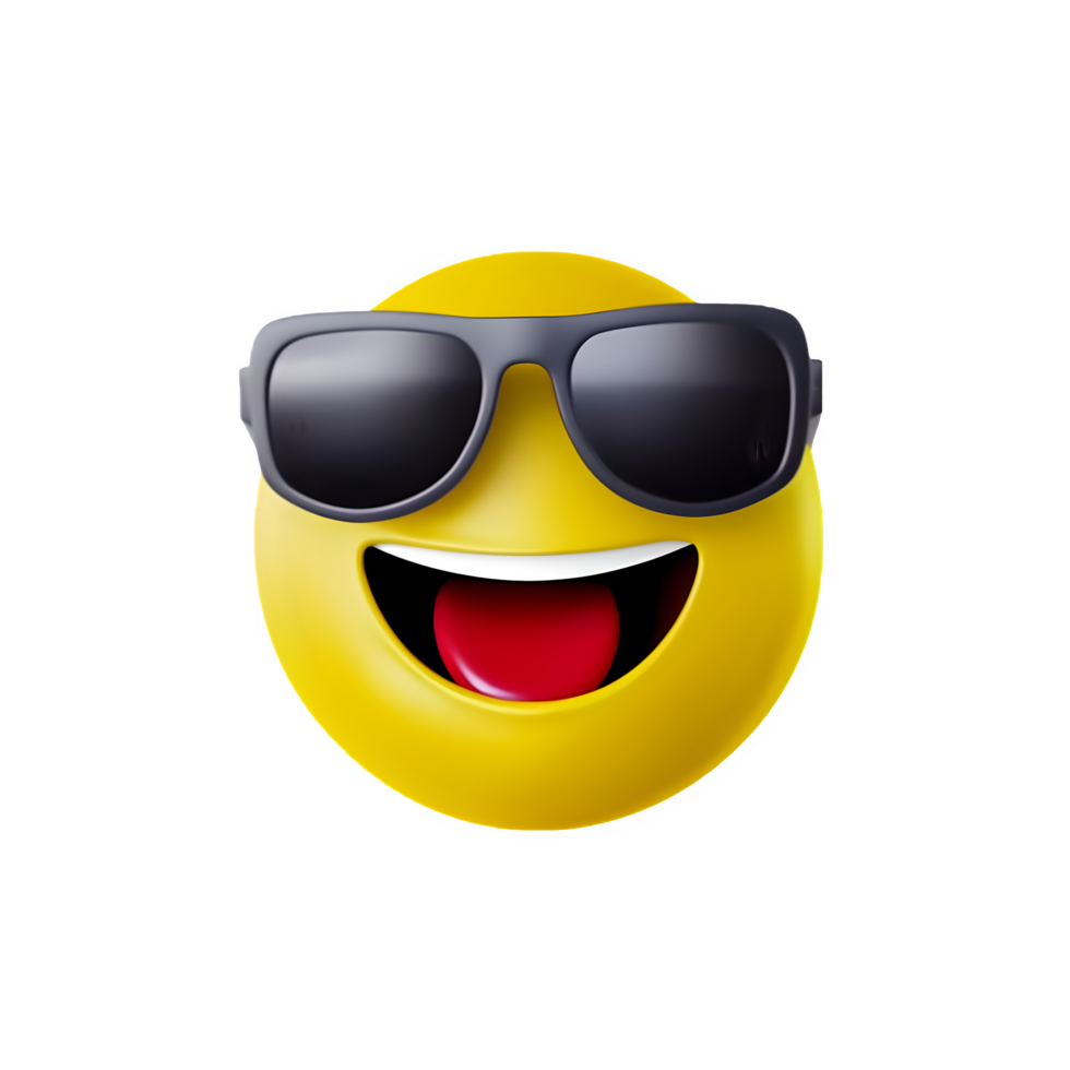 Smiling Emoji Wearing Sunglasses Isolated on Transparent Background png