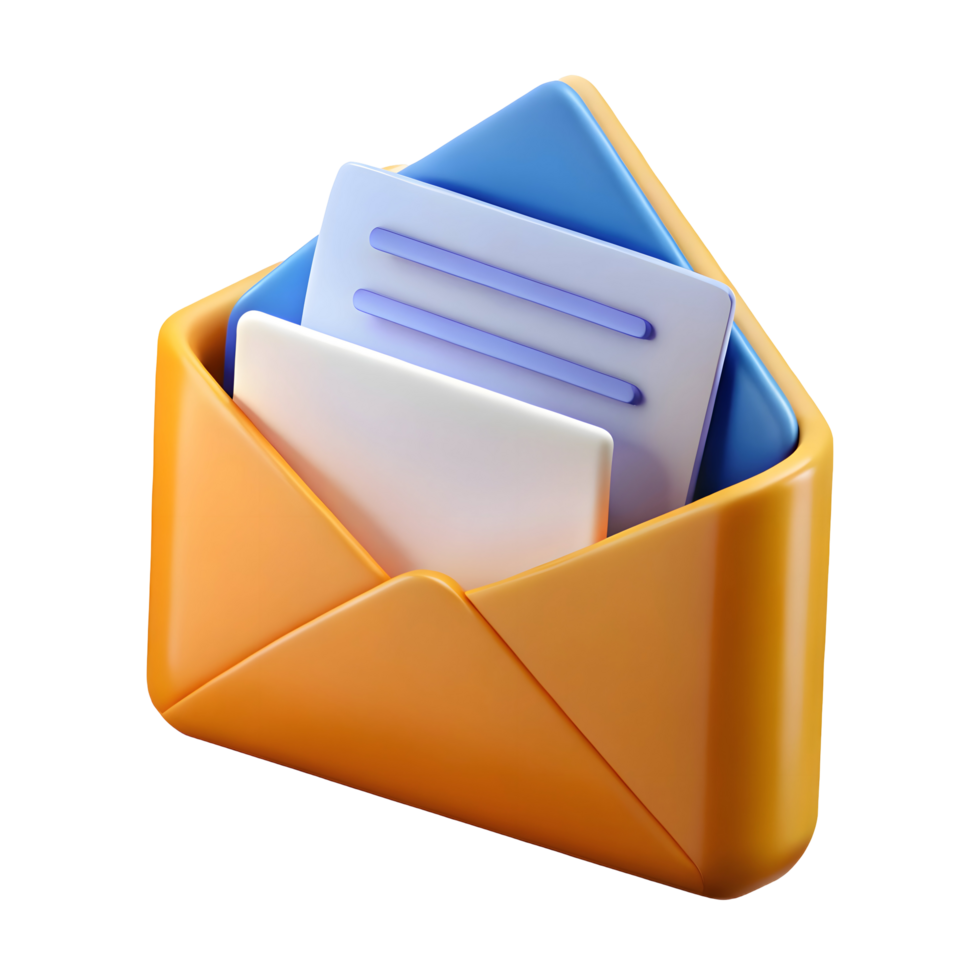 3D Cartoon Email Icon for Website and App Design png