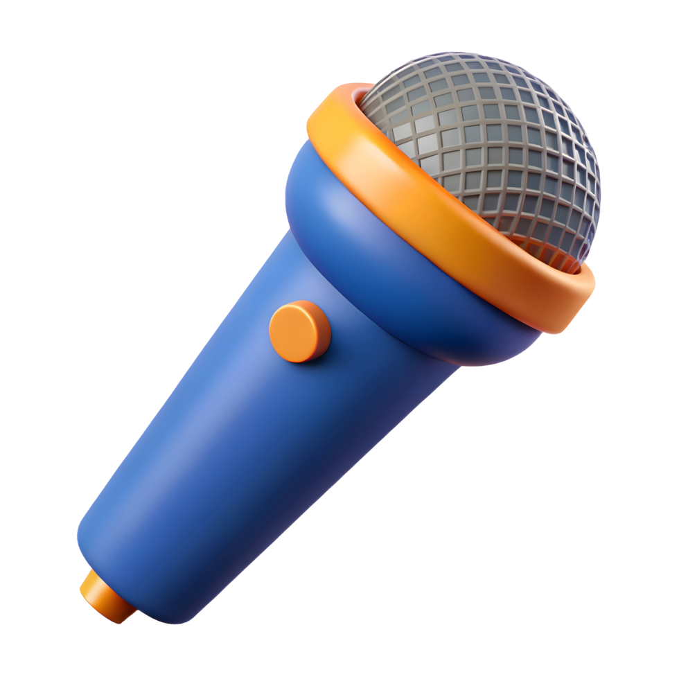 3D Cartoon Microphone for Music and Audio Recording Illustration png