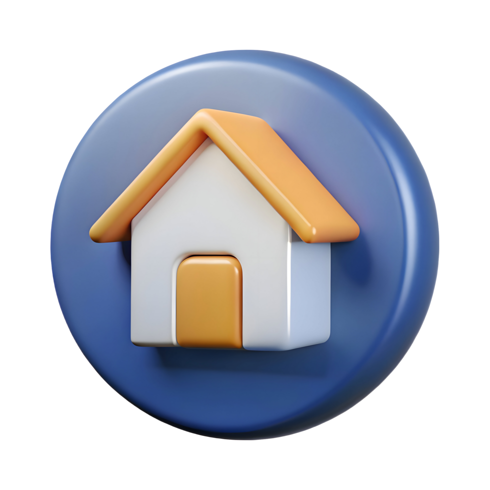 3D Home Icon for Website Navigation and User Interface Design png