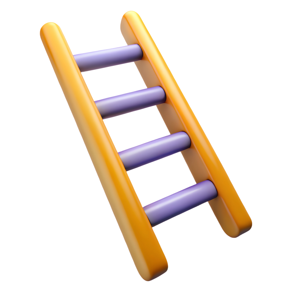 3D Render of Yellow Ladder with Purple Steps png