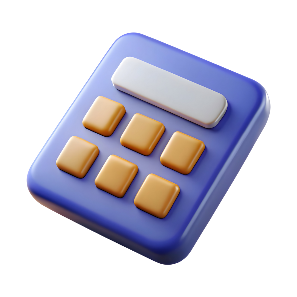 3D Cartoon Calculator Icon for Mobile App and Website png